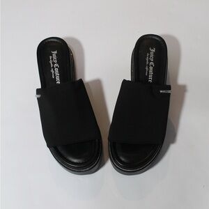Juicy Couture Black Wide Strap Slide Sandals